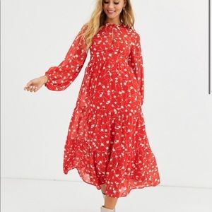 ASOS Tiered long sleeved maxi dress in floral